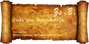 Zséger Barnabás névjegykártya